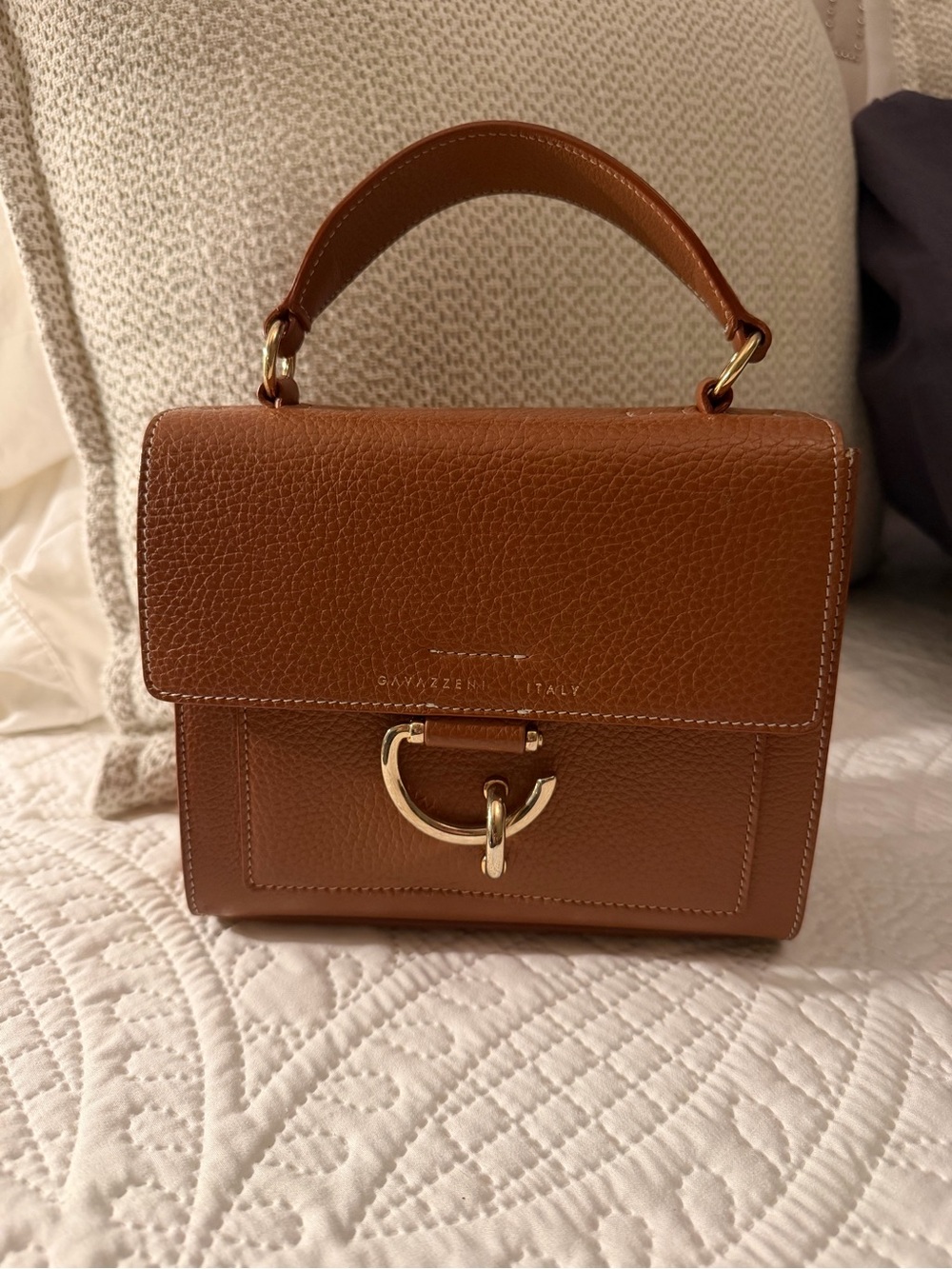 Brown Leather Top-Handle Gavazzeni Italy
